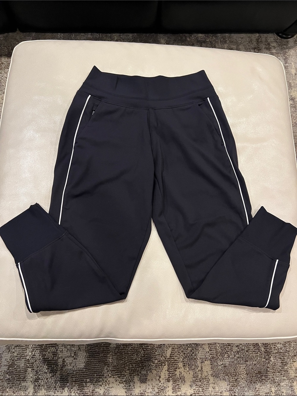 Athleta Black Joggers with White Piping